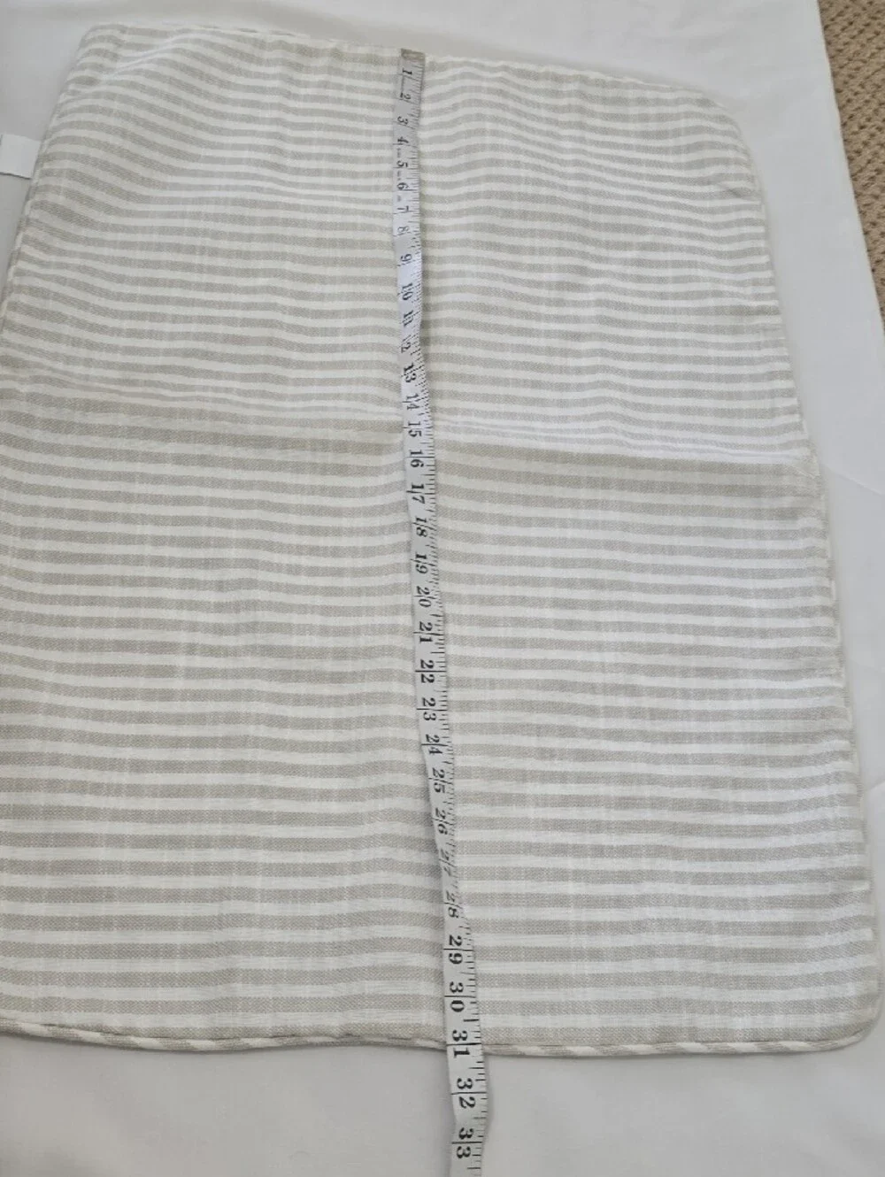 Pottery Barn Striped Pillow  Shams Set  in White & Light Beige